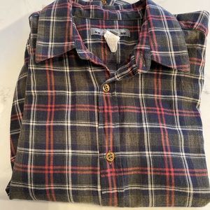 Boys Bonpoint size 10 button down shirt. Green, Navy Red Plaid.